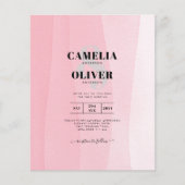 予算アイスモダンピンクウェディンググラデーションの招待 (正面)