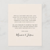 予算アーチ型フォトクリー結婚ムのサンキューカード (裏面)