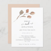 予算アートの葉結婚のスクリプト招待状 (正面/裏面)