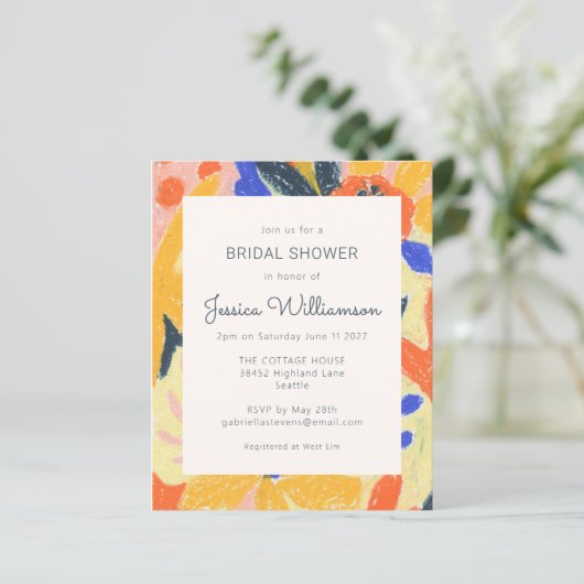 予算アート抽象芸術フローラブライダルシャワー招待状 (スタンド正面)