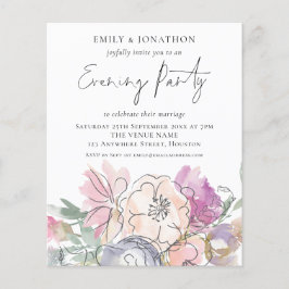 予算アート花模様結婚の夕べパーティー招待状