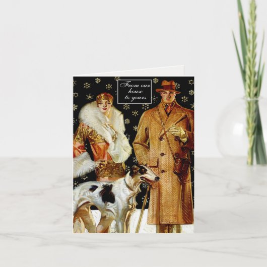 予算アールデコエレガントクリスマスカップル シーズンカード (正面)