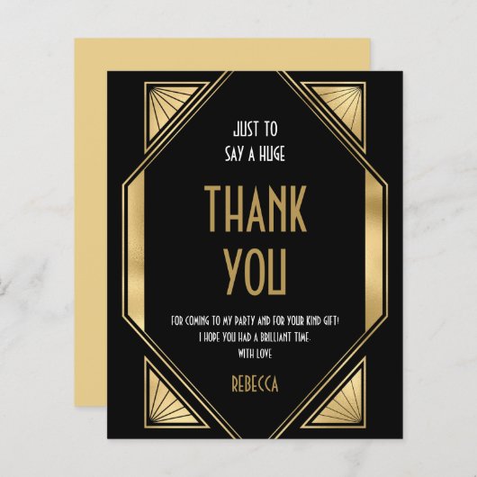予算アールデコ70th誕生日金ゴールドブラックサンキュー (正面/裏面)