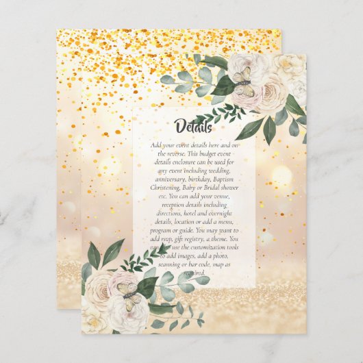 予算イベント詳細エンクロージャ – ホワイトローズ (正面/裏面)