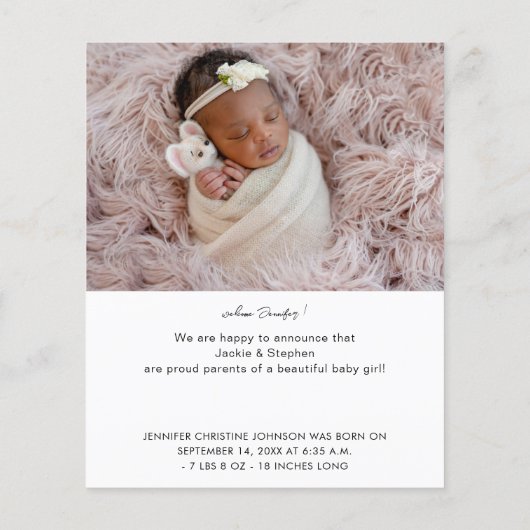 予算インスタント2枚の写真誕生のお知らせ4 チラシ (裏面)