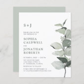予算ウェブサイトRSVPセージEucalyptus Wedding Invite (正面/裏面)