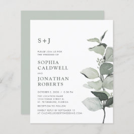 予算ウェブサイトRSVPセージEucalyptus Wedding Invite