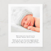 予算ウェルカムスクリプト写真の誕生のお知らせ (裏面)