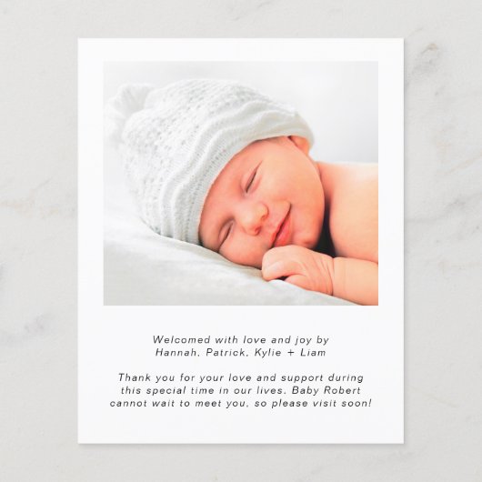 予算ウェルカムスクリプト写真の誕生のお知らせ (裏面)