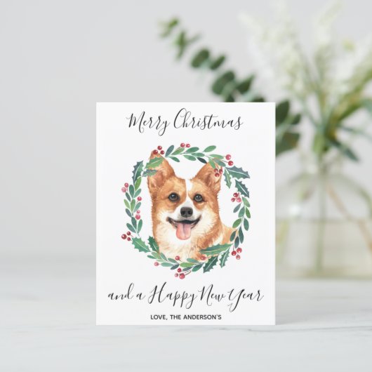 予算ウェルシュコーギードッグメリークリスマスポストカード (スタンド正面)