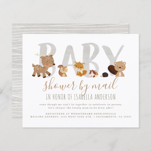 予算ウッドランド動物ニュートラルベビーシャワーbyメール (正面/裏面)