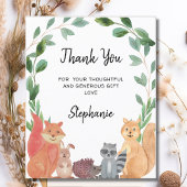 予算ウッドランド動物ベビーシャワーサンキューカード