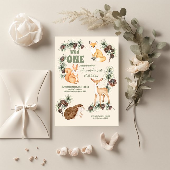 予算ウッドランド動物ワイルドワン1歳の誕生日 (クリエイターアップロード済み)