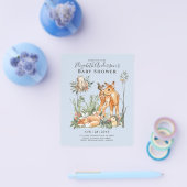 予算ウッドランド動物男の赤ちゃんガールシャワーINVs チラシ (シングル)