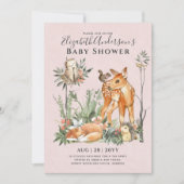 予算ウッドランド動物男の赤ちゃんガールシャワーINVs 招待状 (正面)
