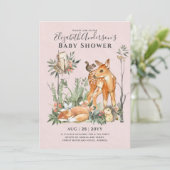 予算ウッドランド動物男の赤ちゃんガールシャワーINVs 招待状 (スタンド正面)