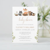 予算ウッドランド動物男女兼用の赤ちゃんシャワー 招待状 (スタンド正面)
