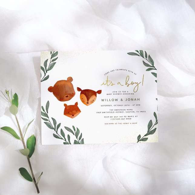 予算ウッドランド森林緑の少年の赤ちゃんシャワー (クリエイターアップロード済み)