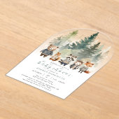 予算ウッドランド水彩赤ちゃんシャワー アクリル招待状 (レイダウン)