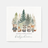 予算ウッドランド水彩赤ちゃんシャワー スタンダードカクテルナプキン (正面)