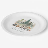 予算ウッドランド水彩赤ちゃんシャワー ペーパープレート (アングル)