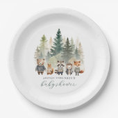 予算ウッドランド水彩赤ちゃんシャワー ペーパープレート (正面)