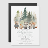 予算ウッドランド水彩赤ちゃんシャワー マグネット招待状 (正面/裏面)