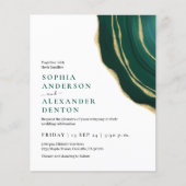 予算エメラルドグリーン写真QRコード結婚式の招待 (正面)