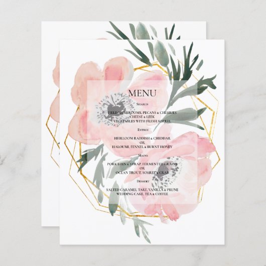 予算エレガントなウェディングメニュー。 (正面/裏面)