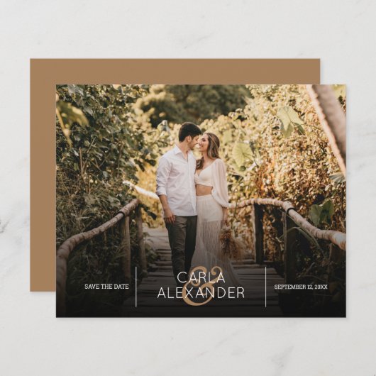 予算エレガントな結婚式の写真日付を保存 (正面/裏面)