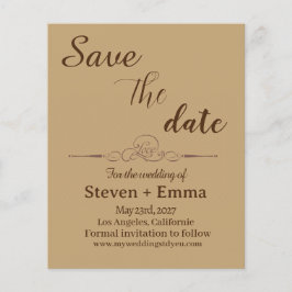 予算エレガントな結婚式を保存する日付招待状 チラシ