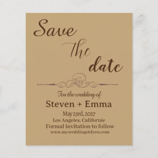 予算エレガントな結婚式を保存する日付招待状 チラシ