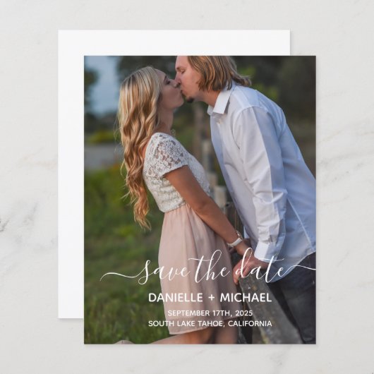 予算エレガントのシンプル写真付きで日付を保存 (正面/裏面)