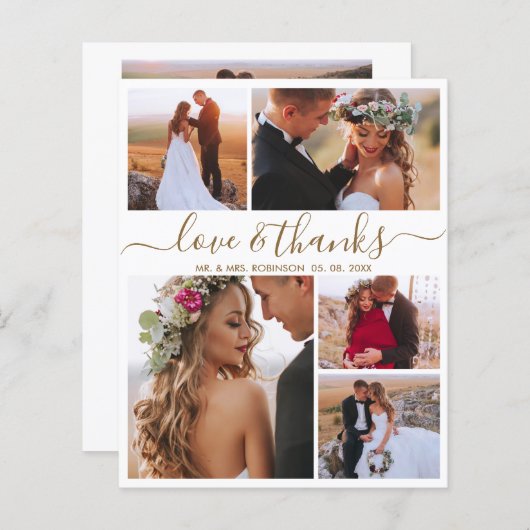 予算エレガントコラージュ結婚のサンキューカード (正面/裏面)