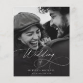 予算エレガントスクリプト写真の結婚式の招待 (正面)