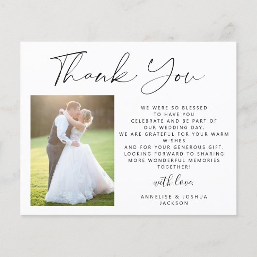 予算エレガントスクリプト2枚の結婚写真感謝していのあなた (正面)