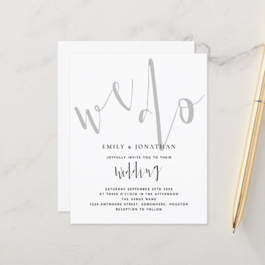 予算エレガントスクリプトWe Do結婚式招待状 (正面/裏面インサイチュ)