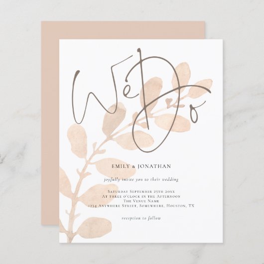 予算エレガントスクリプトWe Do結婚式招待状 (正面/裏面)