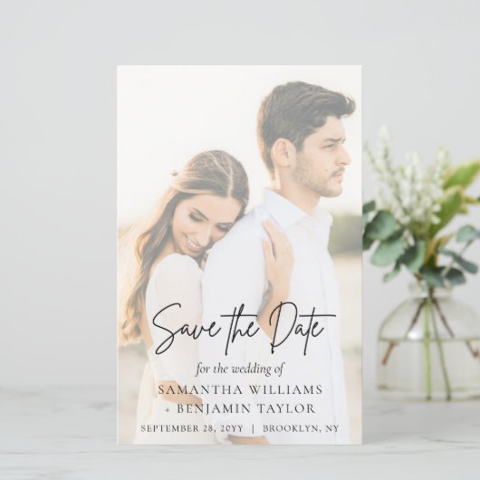 予算エレガントスクリプモダント結婚式の日付の保存 (スタンド正面)