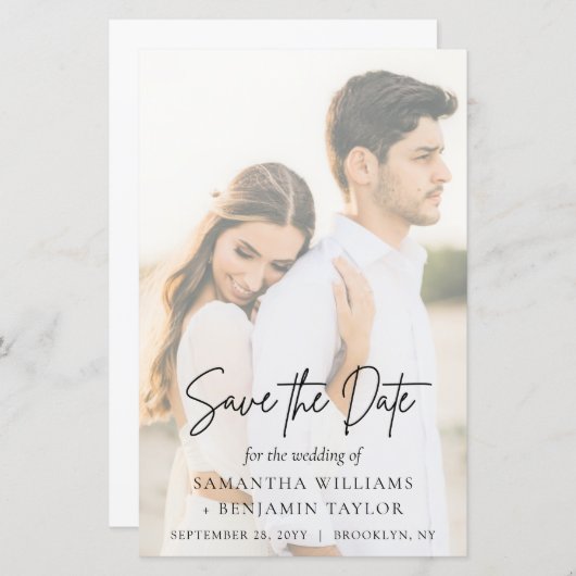 予算エレガントスクリプモダント結婚式の日付の保存 (正面/裏面)