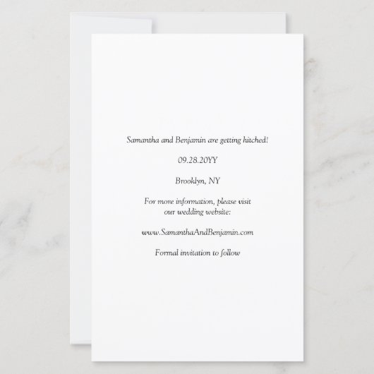 予算エレガントスクリプモダント結婚式の日付の保存 (裏面)