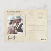 予算エレガントタイポグラフィ写真結婚の感謝 ポストカード (裏面)