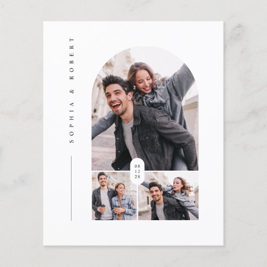 予算エレガントタイポグラフィ3写真の結婚式の招待 (正面)