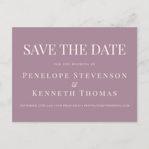 予算エレガントダスティパープル日付の保存 ポストカード