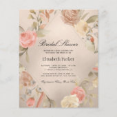 予算エレガントバラ金ゴールドブライダルシャワー招待 (正面)