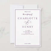 予算エレガントパープルQrコー結婚ド 招待状 (正面)