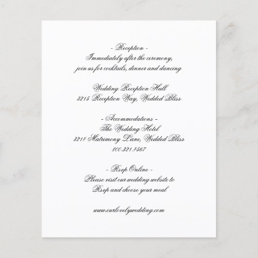 予算エレガントフォーマル結婚式招待状 (裏面)