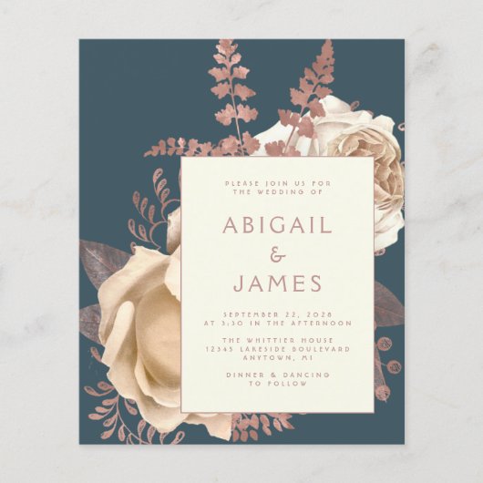 予算エレガントフローラアイボリーバラ金ゴールド結婚ティール（緑がかった色） (正面)