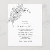 予算エレガントフローラスケッチ結婚式招待状 (正面)