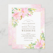 予算エレガントフローラモノグラム結婚式招待状 (正面/裏面)
